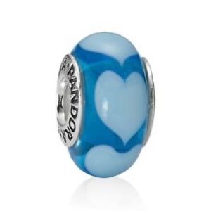 Retired Aqua Love Blue Heart Murano Pandora Charm